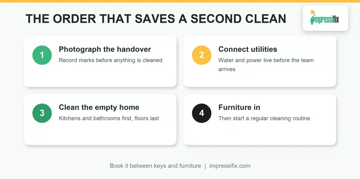 Move in cleaning order from key handover to furniture arriving
