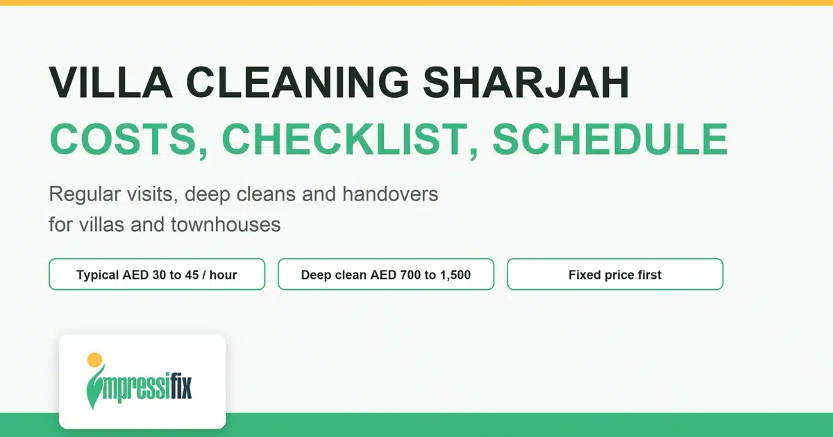 Villa cleaning Sharjah: costs, checklist and how often to book